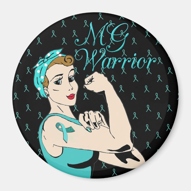 Black and Teal MG Warrior  Warrior Magnet (Front)