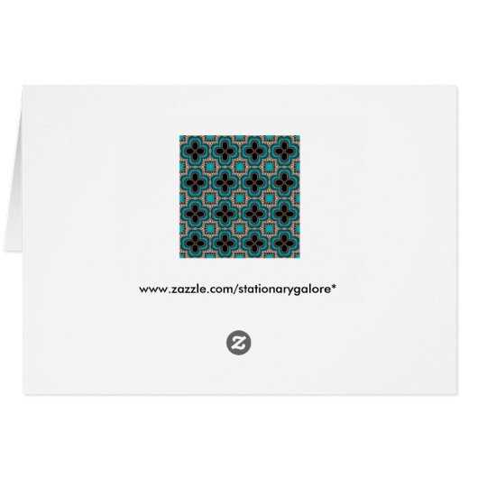 Black and teal Moroccan style geometric pattern (Back Horizontal)
