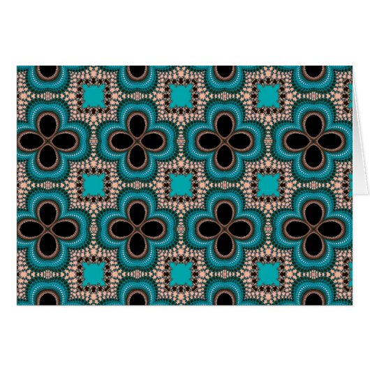 Black and teal Moroccan style geometric pattern Cards (Front Horizontal)
