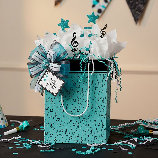 Black and teal Musical  Medium Gift Bag (Creator Uploaded)