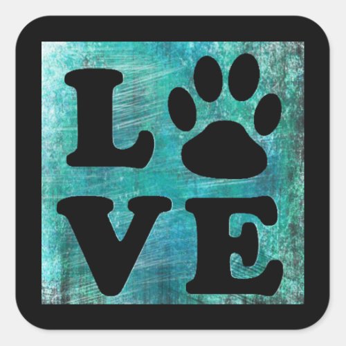 Black and Teal Pet Paw Prints Dog or Cat Stickers