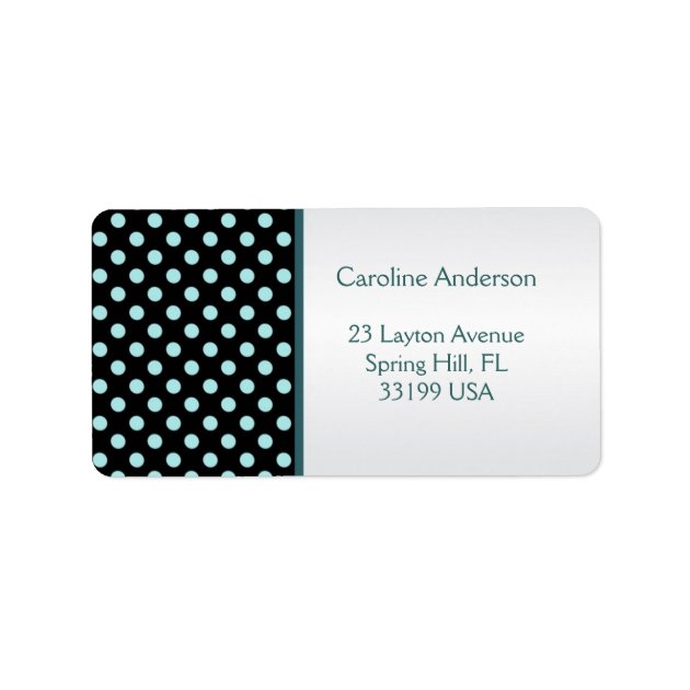Black And Teal Polka Dots Address Avery Label