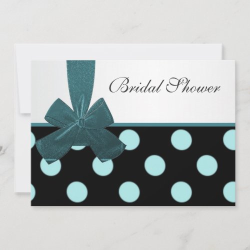 Black and teal polka dots Bridal shower Invitation