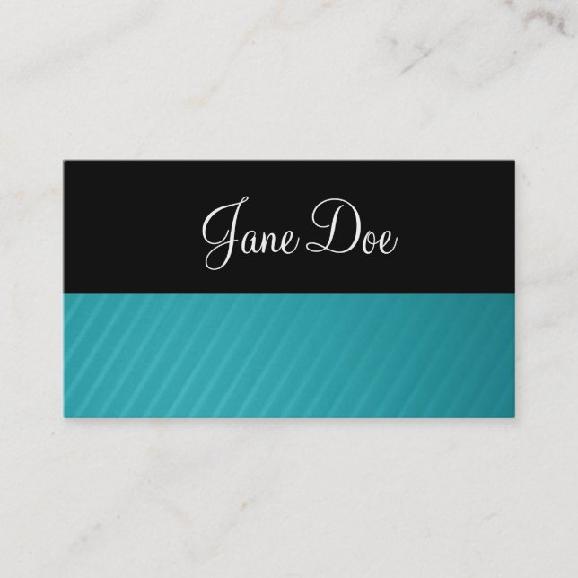 Black and Teal Striped Business Cards (Front)