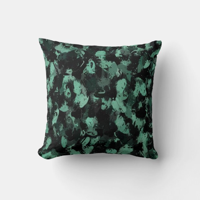Black and Teal Throw Pillow (Front)