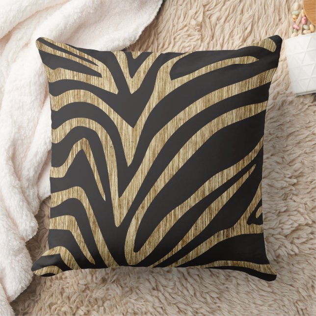 Black and Textured Off White Zebra  Throw Pillow (Blanket)