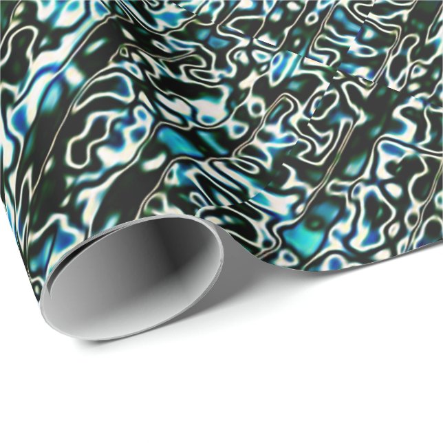 Black and Turquoise Cheetah Print  Wrapping Paper (Roll Corner)