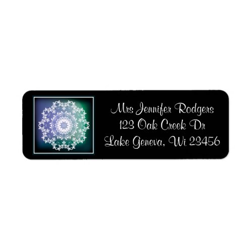 Black and Turquoise  Mandala Abstract Label
