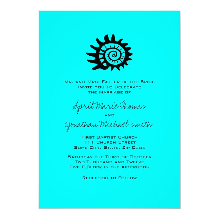 Black and Turquoise SeaShell Wedding Invitation