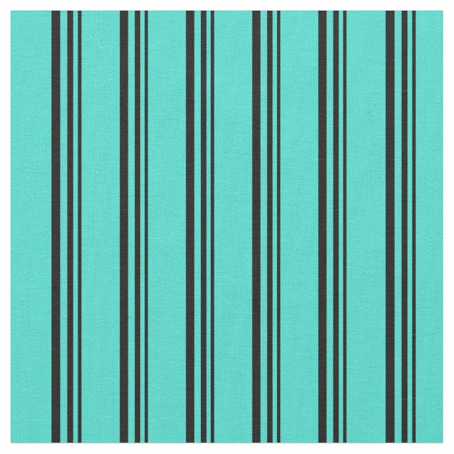 Black and Turquoise Stripes Fabric (Close Up)