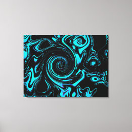 Black and Turquoise Swirl Abstract Canvas Print