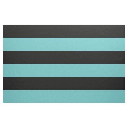 Black and Turquoise Wide Stripes Large Scale Fabric