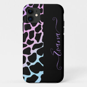 Black and union theme Cow Spots custom name  iPhone 11 Case