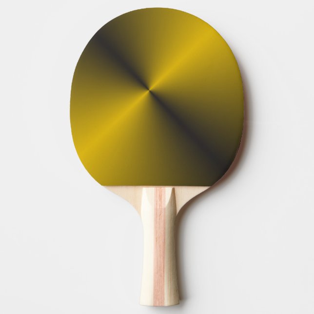 Black and Vibrant Gold Ping-Pong Paddle (Front)