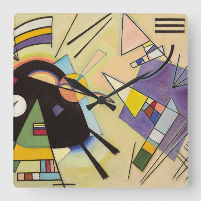 Black and Violet by Wassily Kandinsky Square Wall Clock (Front)