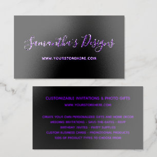 Black and Violet Online Store Raised Spot UV Business Card