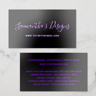 Black and Violet Online Store Raised Spot UV Business Card