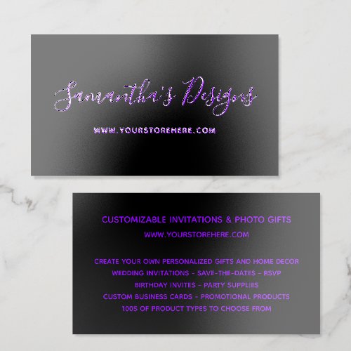 Black and Violet Online Store Raised Spot UV Business Card