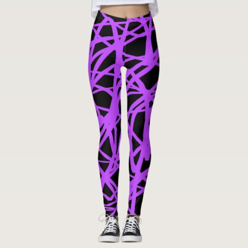 Black and Violet Streaked Yoga Pants Leggings