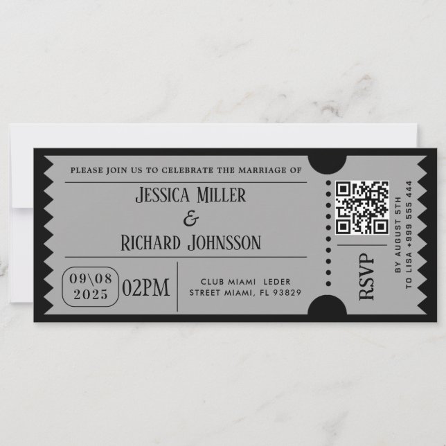 Black And Wait party ticket invitations (Front)