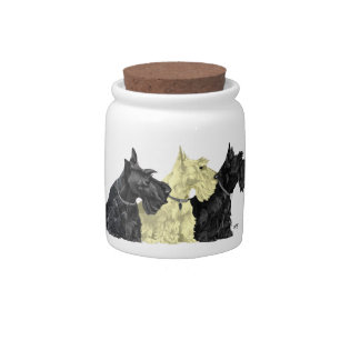 Black and Wheaten Scotties Candy Jar