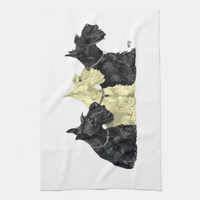 Black and Wheaten Scotties Kitchen Towel (Vertical)