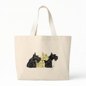 Black and Wheaten Scotties Large Tote Bag