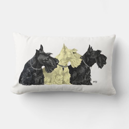 Black and Wheaten Scotties Lumbar Pillow