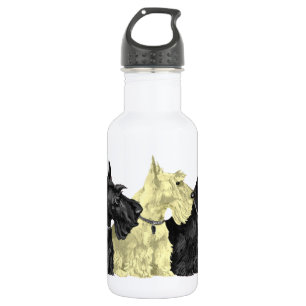 Black and Wheaten Scotties Water Bottle