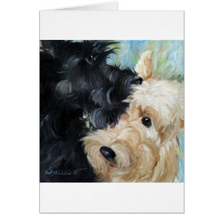 Black and wheaten Scottish terrier scottie art Cards