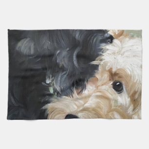 Black and wheaten Scottish terrier scottie art Towel