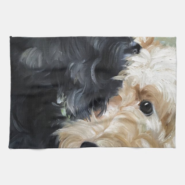 Black and wheaten Scottish terrier scottie art Towel (Horizontal)