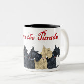 Black and Wheaten Scottish Terriers Two-Tone Coffee Mug (Front Right)