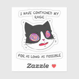 Black and Whit Cat Going Crazy Text Sticker