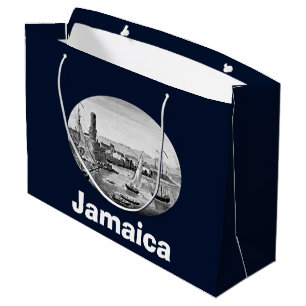 Black and White 1888 Old Port Royal Jamaica Large Gift Bag