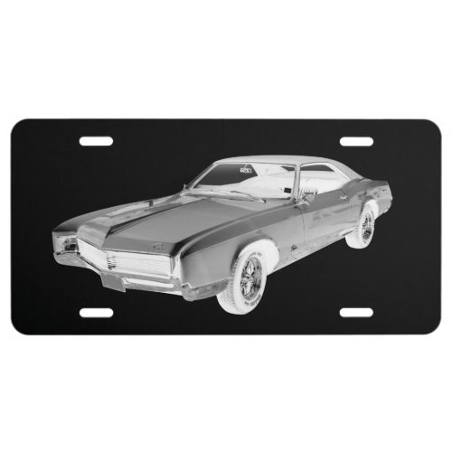 Black And White 1967 Buick Riviera Pop Art License Plate