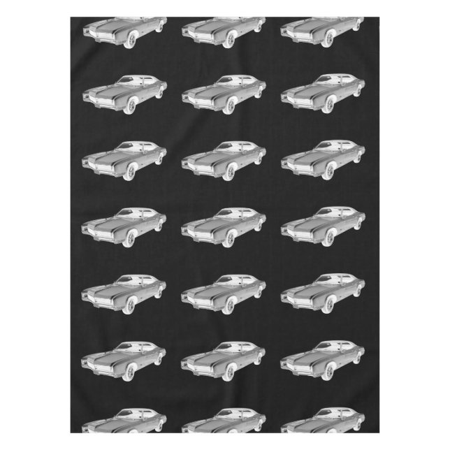 Black And White 1967 Buick Riviera Pop Art Tablecloth (Front)