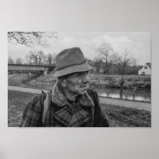 Black and White 1968 European Portrait of a Man Poster