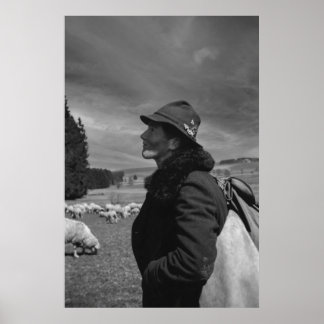 Black and White 1968 German Sheep Herder Poster