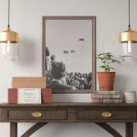 Black and White 1968 Paratrooper Show with Crowd