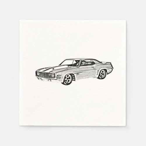 Black and White 1969 Camaro Z28 Paper Party Paper Napkins