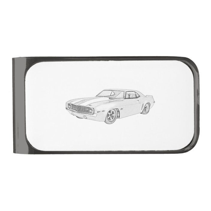 Black And White 1969 Chevrolet Camaro Drawing Gunmetal Finish