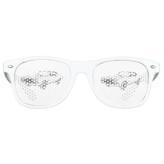 Black and White 1970 chevy chevelle Drawing Retro Sunglasses (Front)