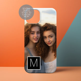 Black and White 1 Photo Collage Custom Monogram Case-Mate iPhone 14 Pro Max Case