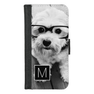 Black and White 1 Photo Collage Custom Monogram iPhone 8/7 Wallet Case