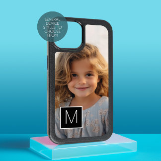 Black and White 1 Photo Collage Custom Monogram iPhone 16 Case
