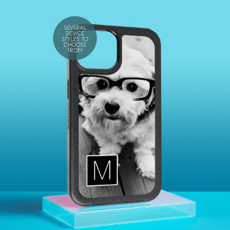 Black and White 1 Photo Collage Monogram OtterBox iPhone 14 Case