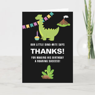Black and white 1st Birthday Dinosaur themed Party Letterpress Thank You Card