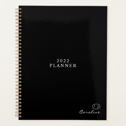 Black and White 2022 Cancer Zodiac Symbol Planner