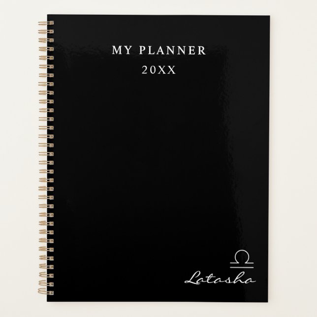Black and White 2022 Libra Zodiac Sign Planner (Front)